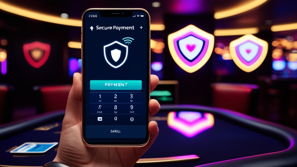 Smartphone mit Sicherheits- und Zahlungsanzeigen im Casino